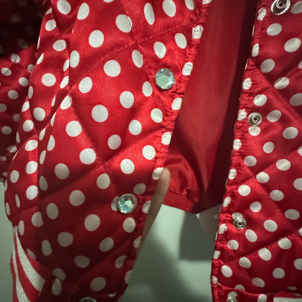 Minnie Mouse Red & white tPolka Dot Quilted Jacket excellent condition size 5/6 - Picture 8 of 9